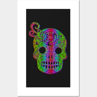 Rainbow candy skull Posters and Art